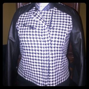 Black and white Houndstooth jacket faux leather
